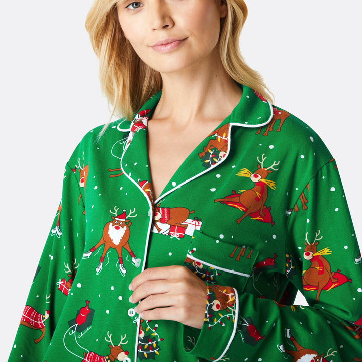 Women's Reindeer Collared Christmas Pyjamas