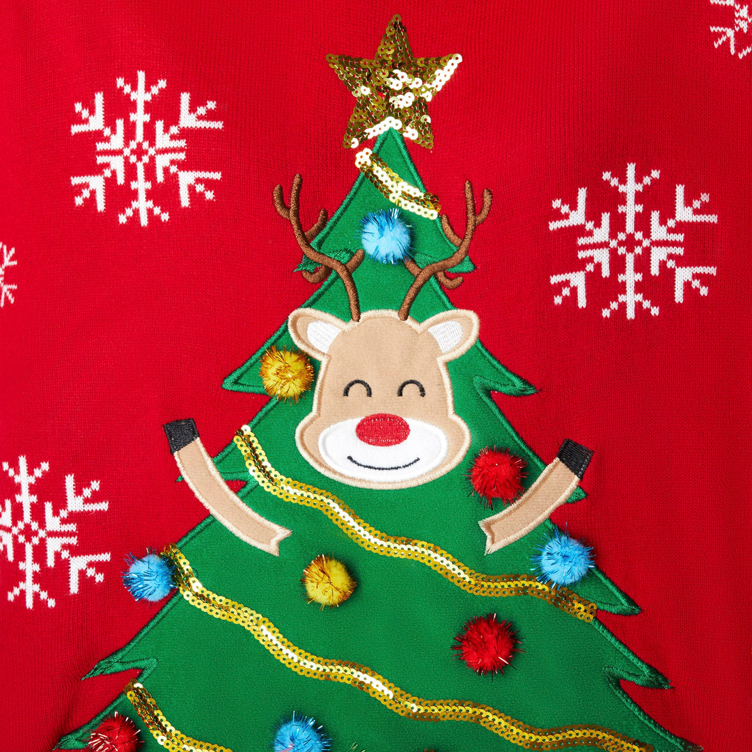 Women's Reindeer Tree Christmas Sweater