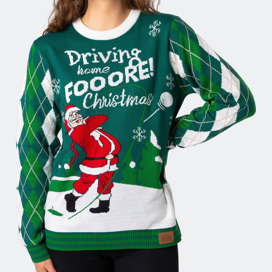 Women's Santa Golfer Christmas Sweater