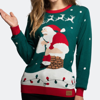 Women's Santa on the Chimney Christmas Sweater