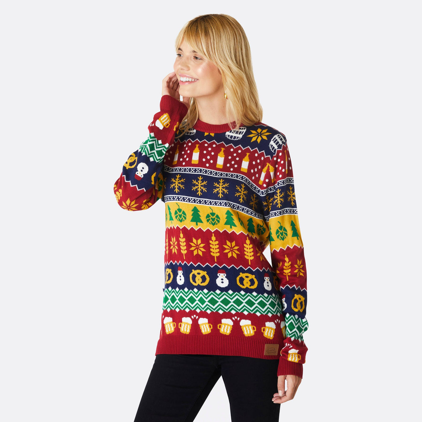Women's Striped Beer Christmas Sweater