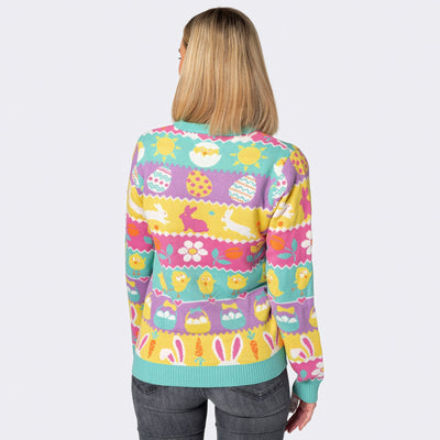 Womens Striped Easter Sweater