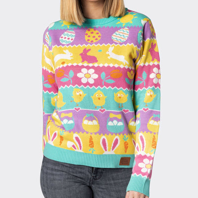 Womens Striped Easter Sweater