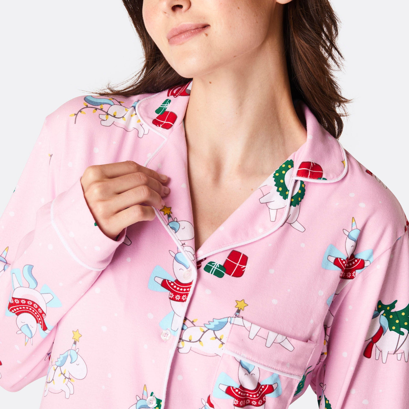 Women's Unicorn Collared Christmas Pyjamas