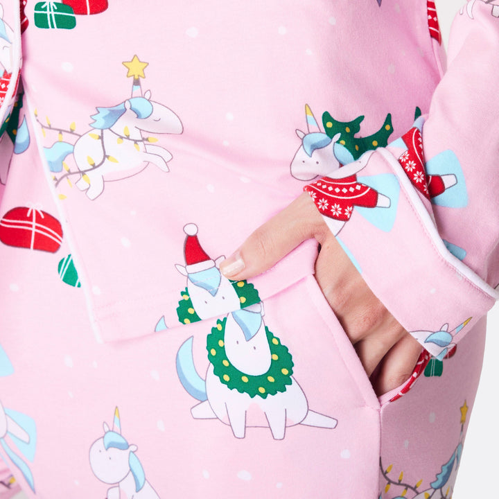 Women's Unicorn Collared Christmas Pyjamas