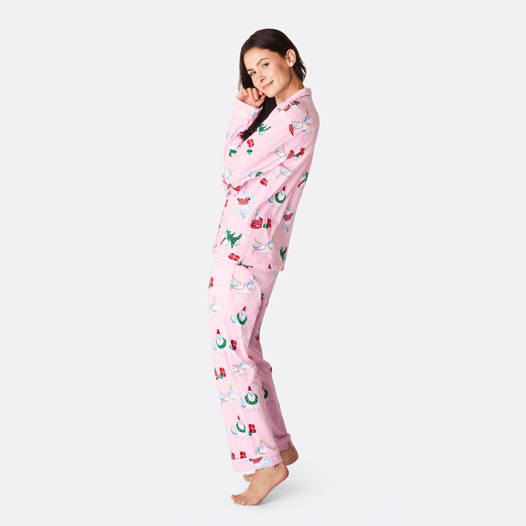 Women's Unicorn Collared Christmas Pyjamas