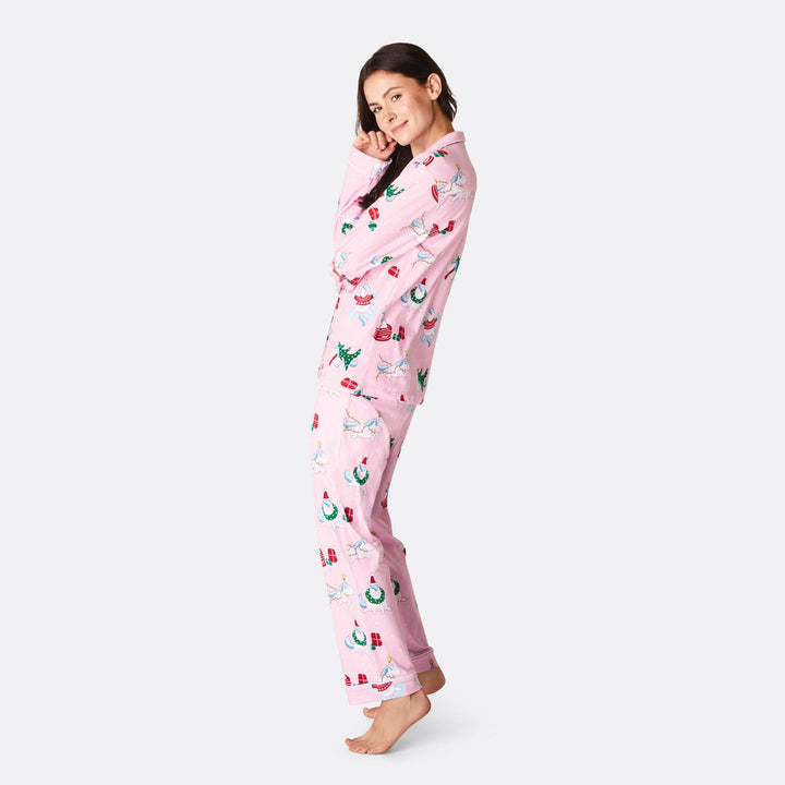 Women's Unicorn Collared Christmas Pyjamas