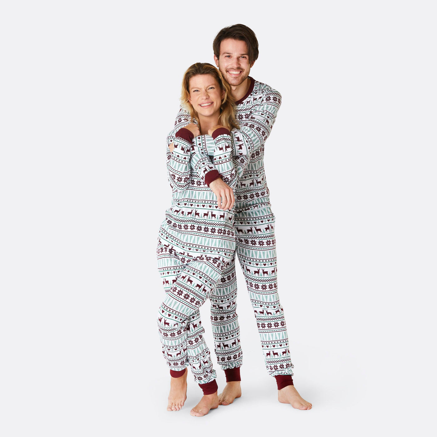 Women's White Winter Pattern Pyjamas