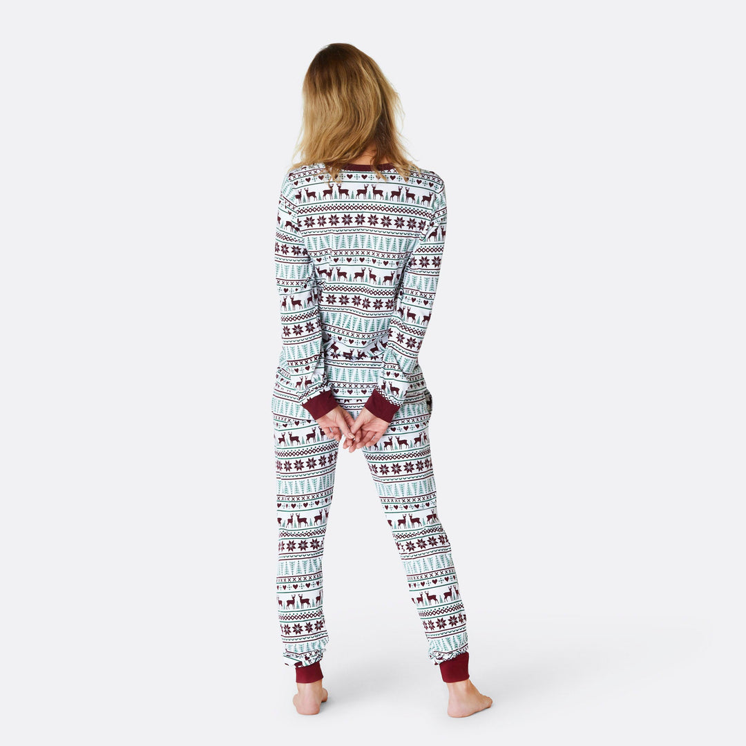 Women's White Winter Pattern Pyjamas