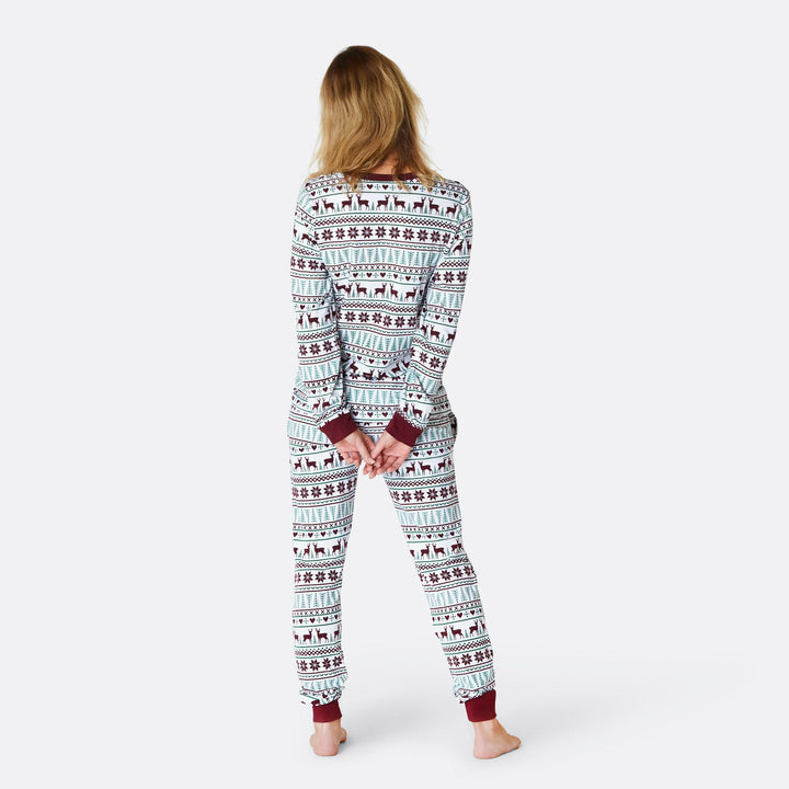 Women's White Winter Pattern Pyjamas