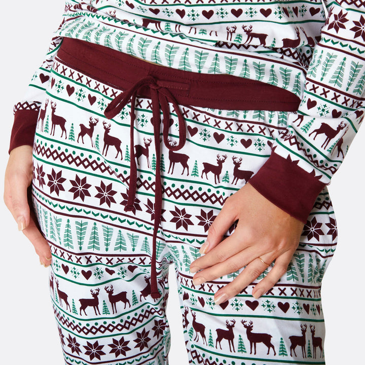 Women's White Winter Pattern Pyjamas