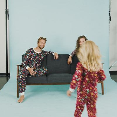 Kids' Blue Knit Print Christmas Pyjamas