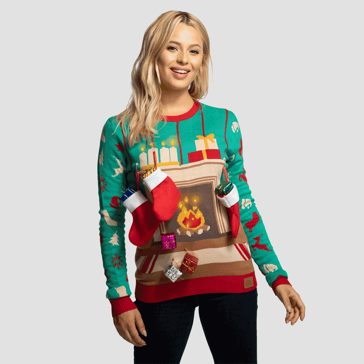 Women's Fireplace Christmas Sweater