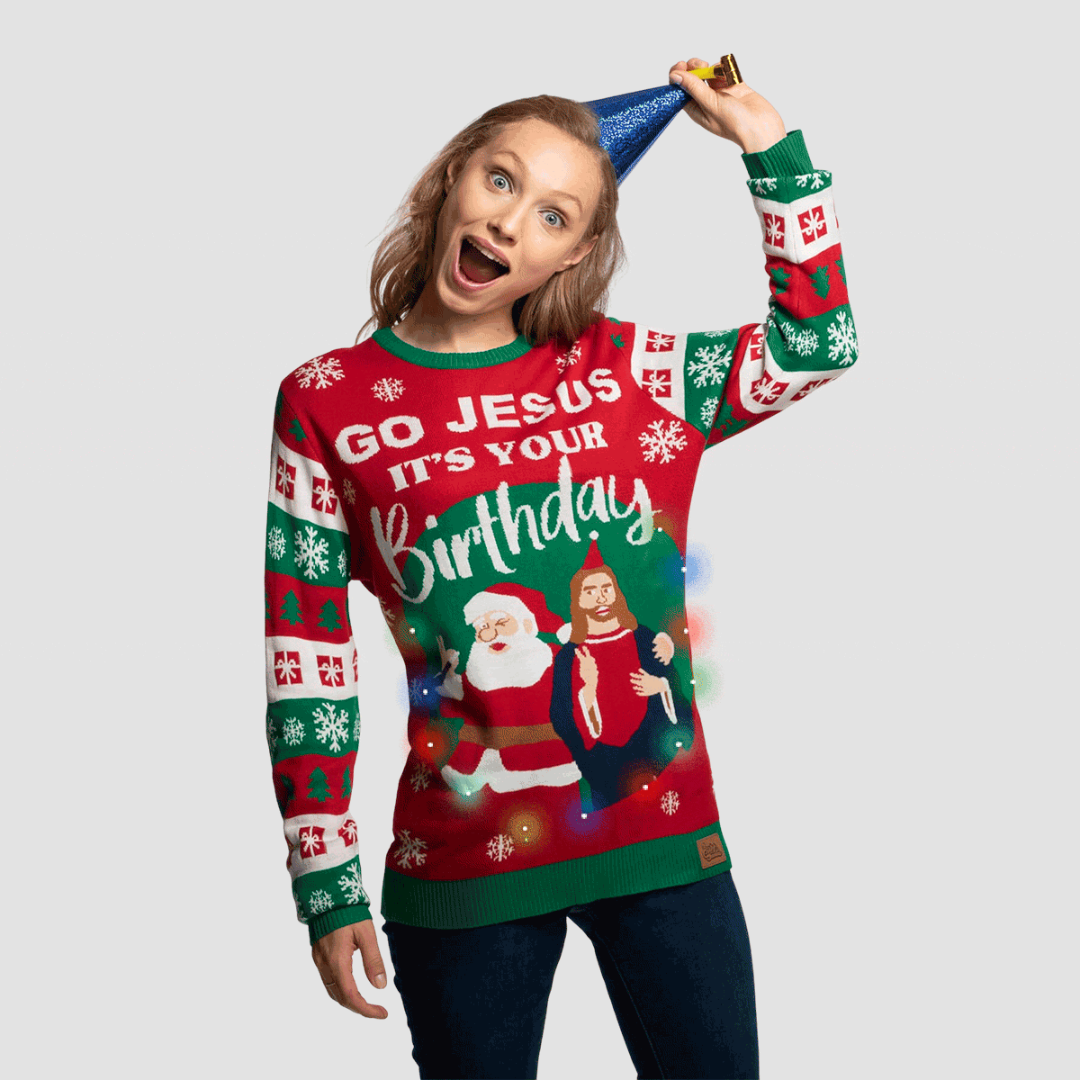 Maglietta Donna Natale "Go Jesus It's Your Birthday" – Maniche Lunghe, Cotone 100%, Stampa Divertente, Idea Regalo