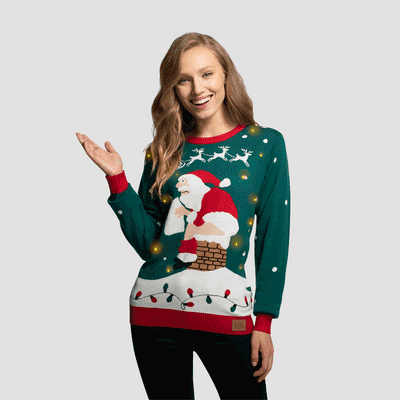 SillySanta - Women's Santa on the Chimney Christmas Sweater